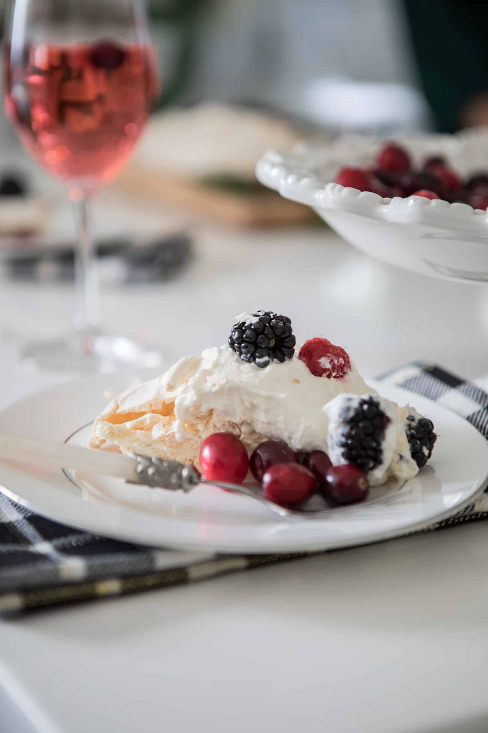 Slice of razzberries and blackberry cake