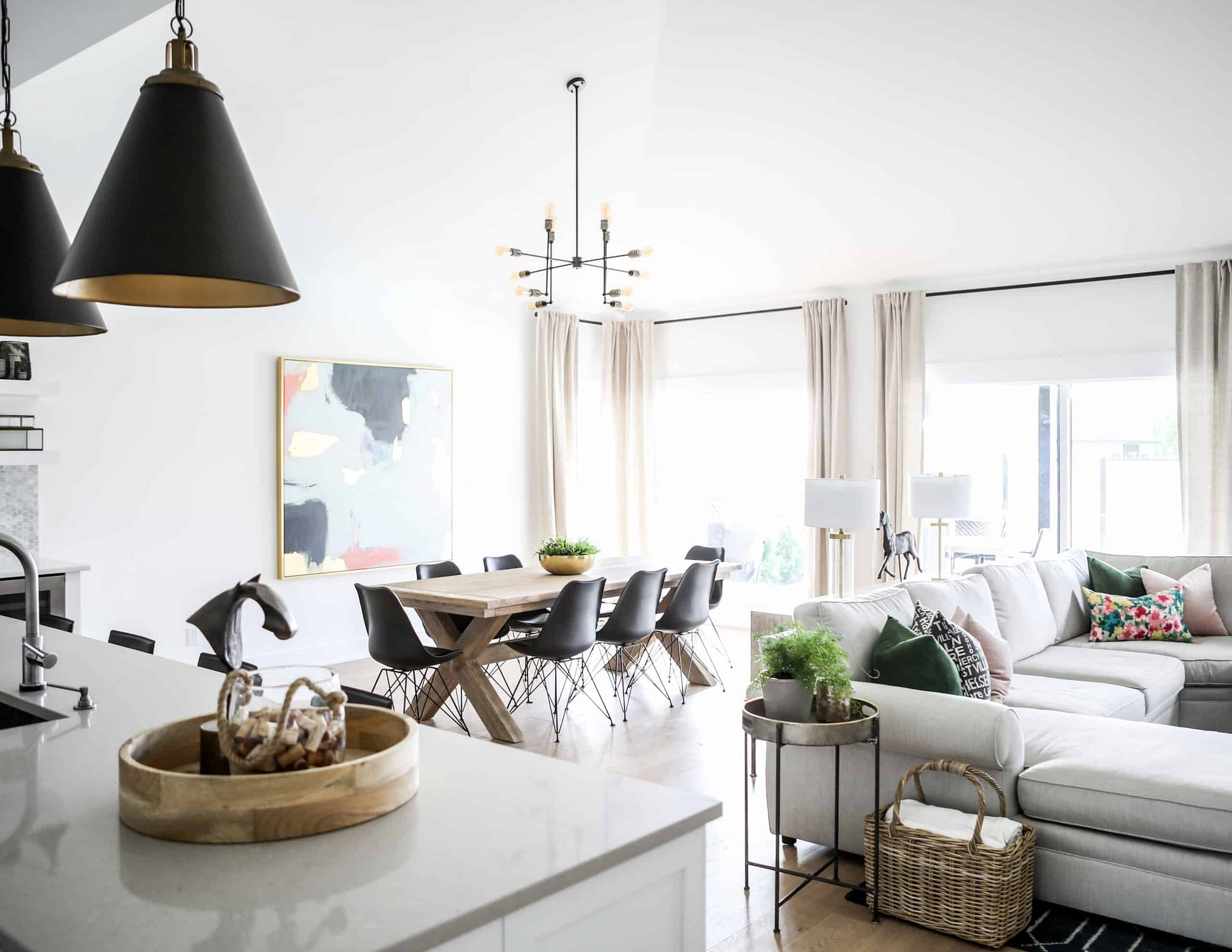 Dining room with a map on the wall